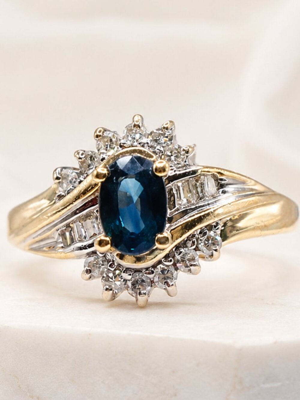 Midnight Bloom Sapphire & Diamond Ring